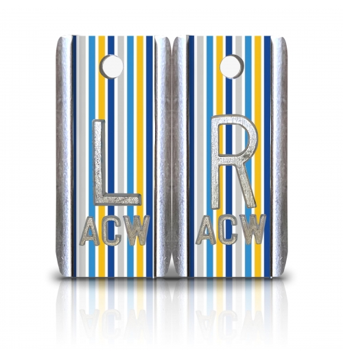1 1/2" Height Aluminum Elite Style Lead X-Ray Markers, Hanukkah Stripes Pattern